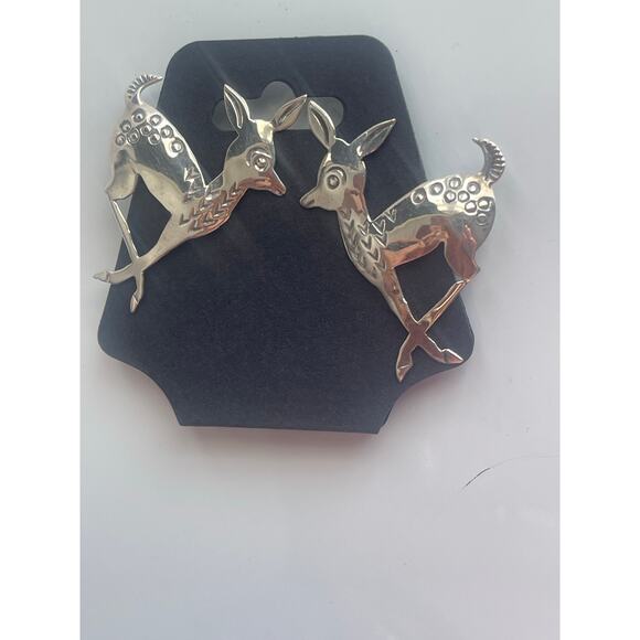 Outstanding Early Navajo Thunderbird Dress Clip Sterling  Vintage Navajo Sterling Silver Deer Dress Clips Signed ERLIND (ERLINDO)